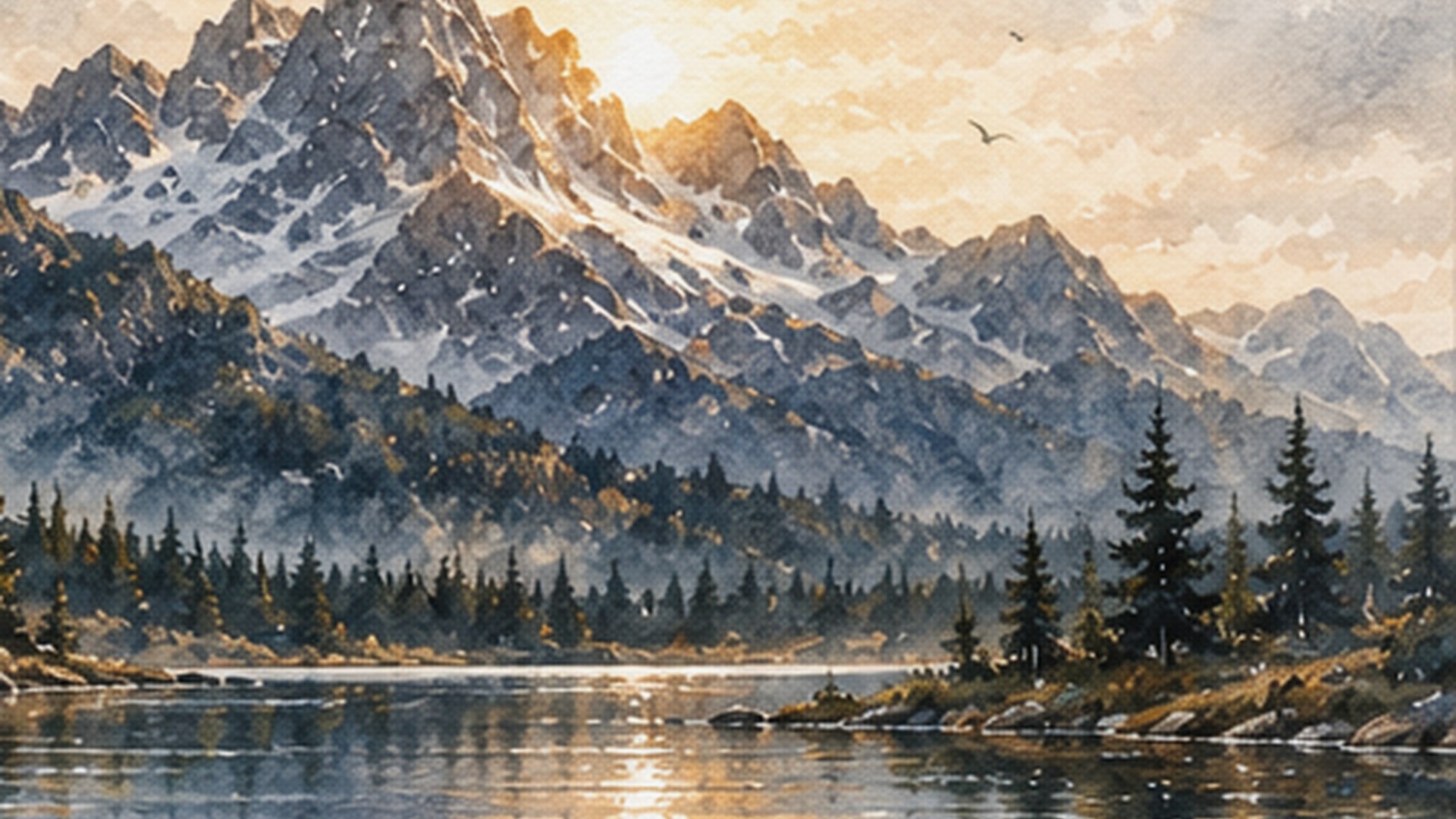 Watercolor mountain landscape used as a temporary Weinhold Studio hero image